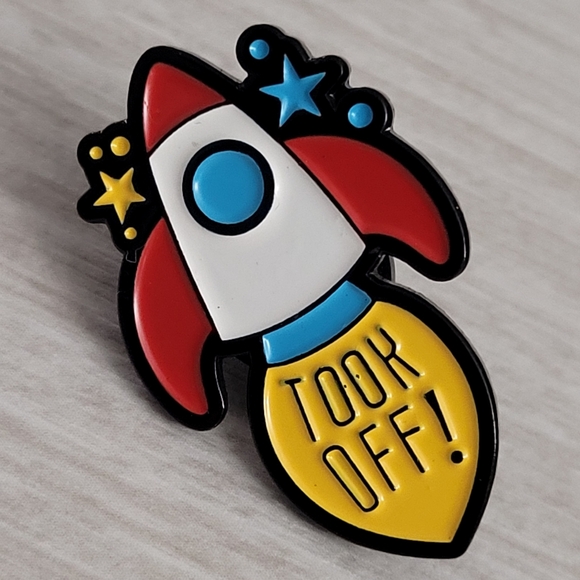 TOOK OFF Rocket And Stars Enamel Pin - Picture 2 of 11